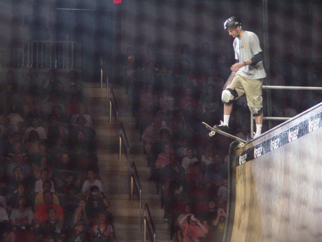 Tony Hawk about to drop in