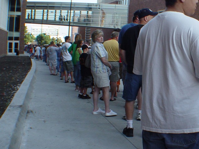 The line outside of Wells Fargo Arena
