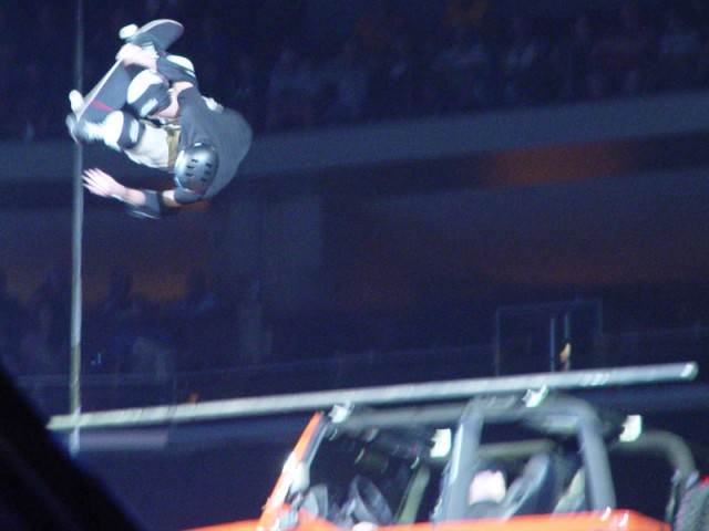 Tony Hawk doing a flip with 10 feet of air off the 20 foot ramp