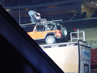 Biking - That is a 20 foot high quarter pipe with a 6 foot jeep on top of it
