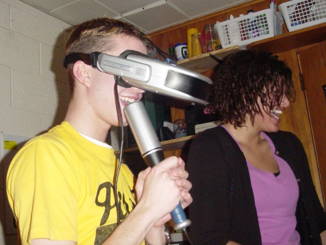 We had him convinced it was a virtual karaoke machine for about 20 seconds