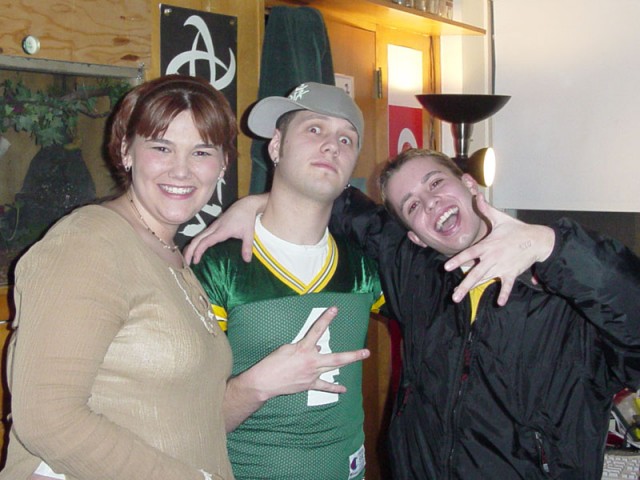 Becca, Shawn, and I (with a kids-sized Brett Favre Jersey)