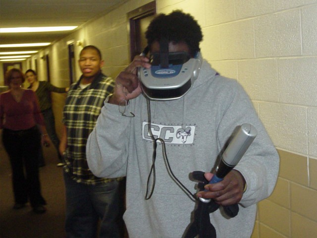 Justin trying out the virtual wall finder