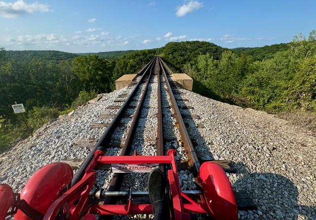 Bout to ride over this trestle