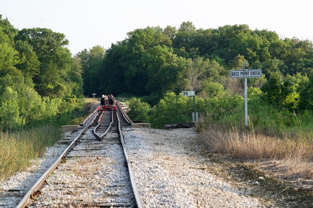 About to ride over Bass Point Creek