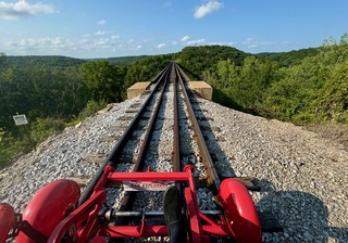Bout to ride over this trestle