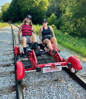 Just riding on this railroad track e-bike cart thing