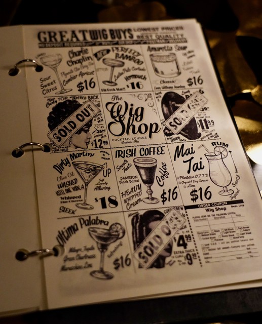 The Wig Shop menu