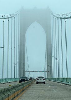 Hazy drive into Newport