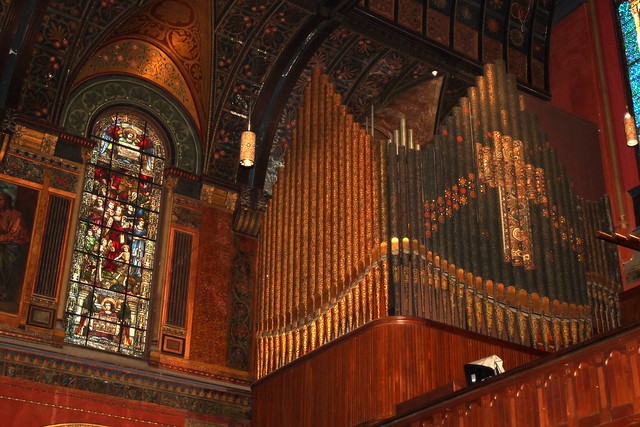 Trinity pipes, stained glass, and ornate everything