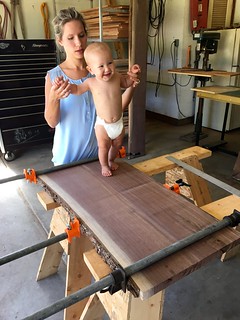 Micah tries out the new countertop