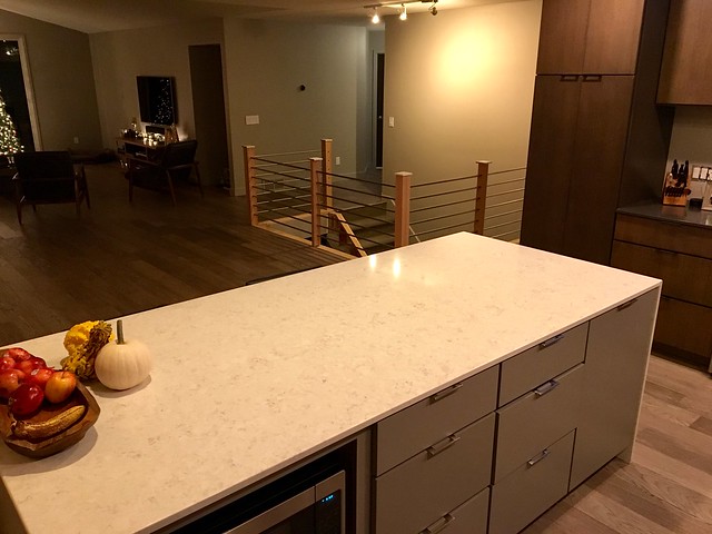 Looking out toward the unfinished stairwell