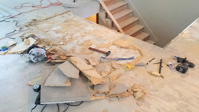 Taking up more particle board subfloor