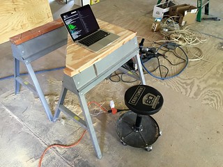 My desk while I wait for another drywall estimate...