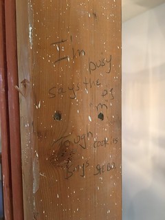 Construction notes from the 80s..."I'm busy says the big M" "Tough cookies says stebo"