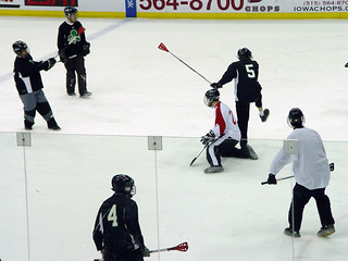 Broomball - Nick takes a shot