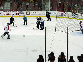 Broomball - Zach setting up for a shot