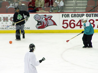 Broomball - Setting up for a shot
