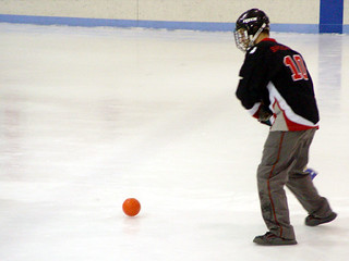 Broomball - Going for a shot