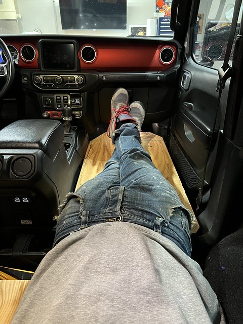 Testing out the platform for sleeping in a 2-door Jeep