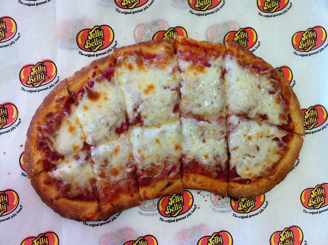 Jelly bean shaped pizza at Jelly Belly