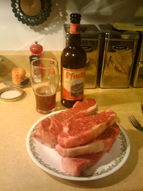 Steaks n St Feuillien Beer