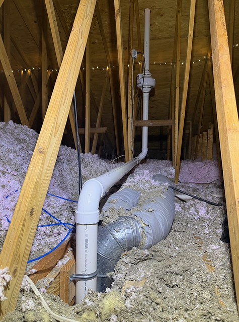 Talked the radon dude into running our exhaust through the attic
