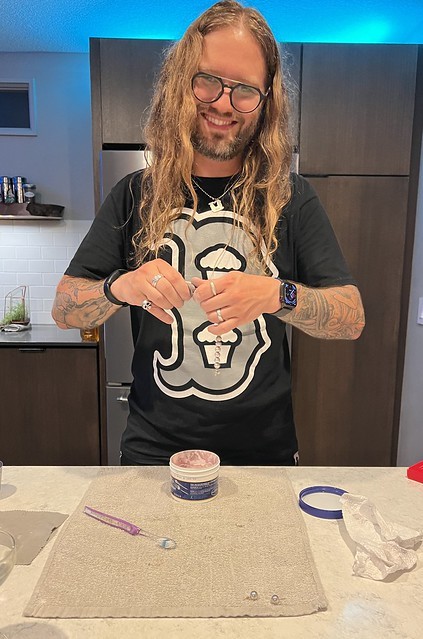 Cleaning jewelry. Partying hard.