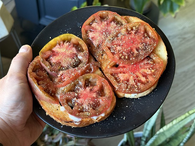 The last couple heirloom tomatoes from the garden…