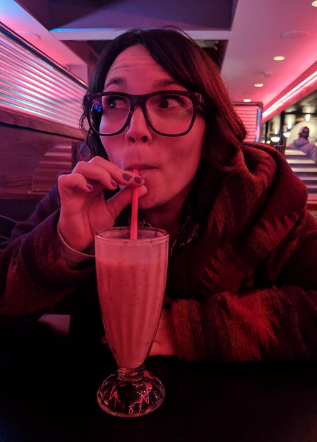 Starting with a strawberry banana milk shake.