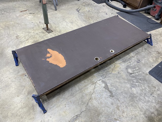 Finally refinishing this nasty old garage access door