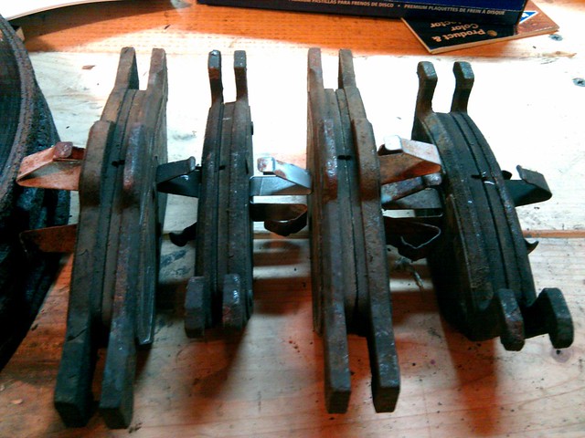 Kari's brake pads after 6 years and 139k miles.