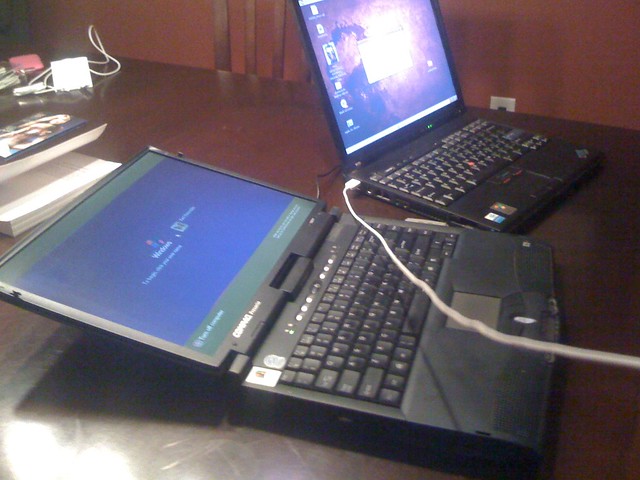 Seeing if I can get ubuntu running on karis old laptop. 128mb ram, eep!