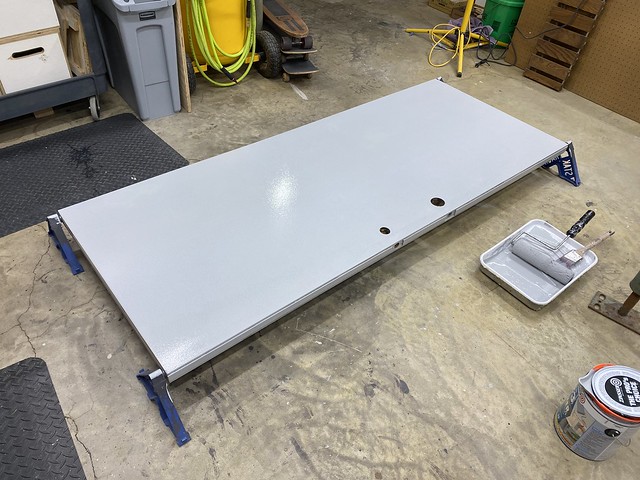 Finally refinishing this nasty old garage access door