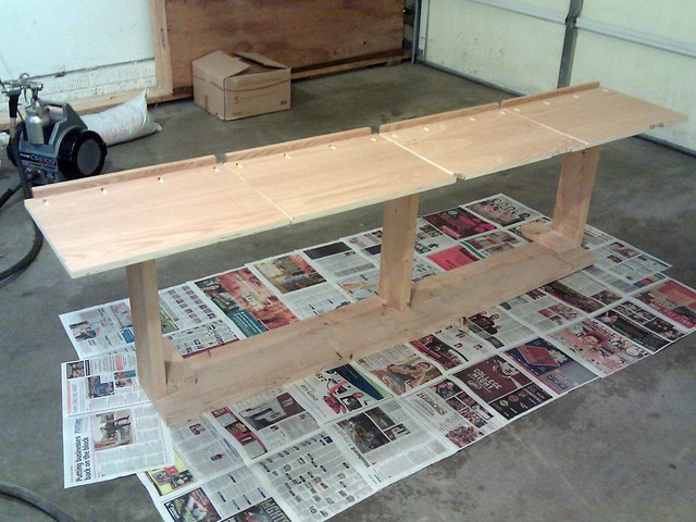 couldn't find my painters plastic... Eh, the overspray should be dry  by the time it hits the flo...