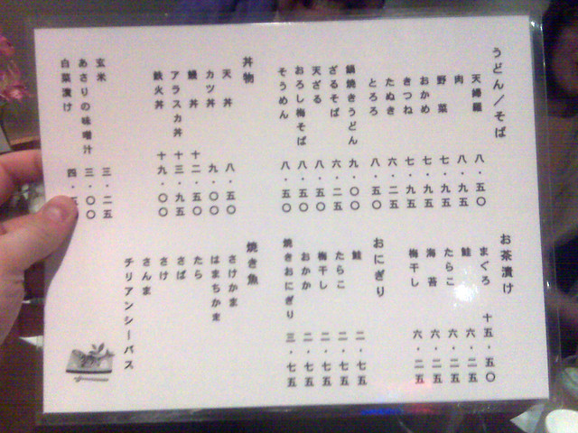 Japanese Menu at Itto Sushi