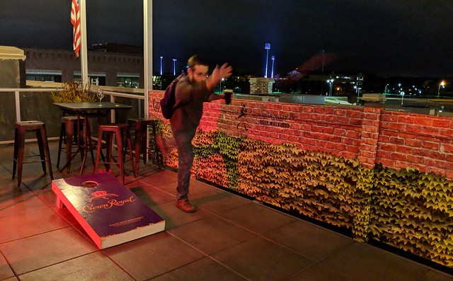 Matt goin full backpack. With a Guiness in hand.