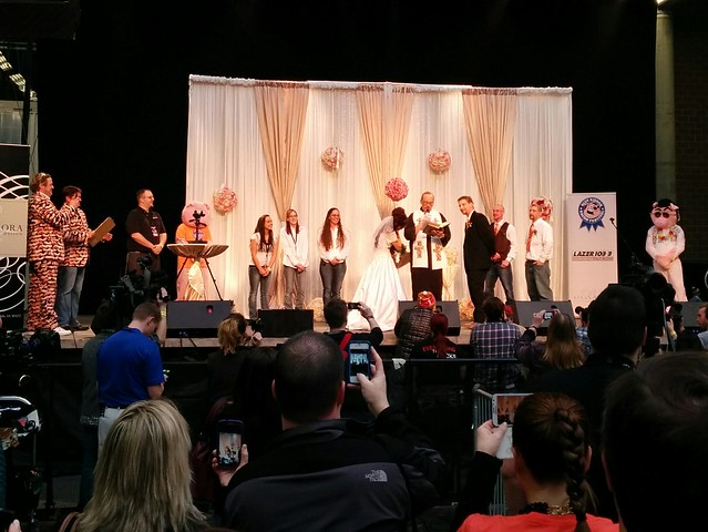 Someone is straight getting married at bacon fest.