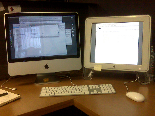 New 20" iMac and an old Easel Cinema display, haha