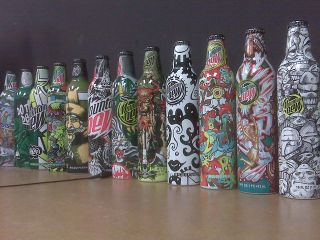 Green Label Art Mt Dew Bottles