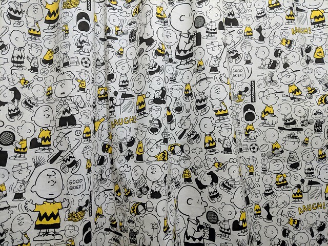 Look at these Charlie Brown curtains