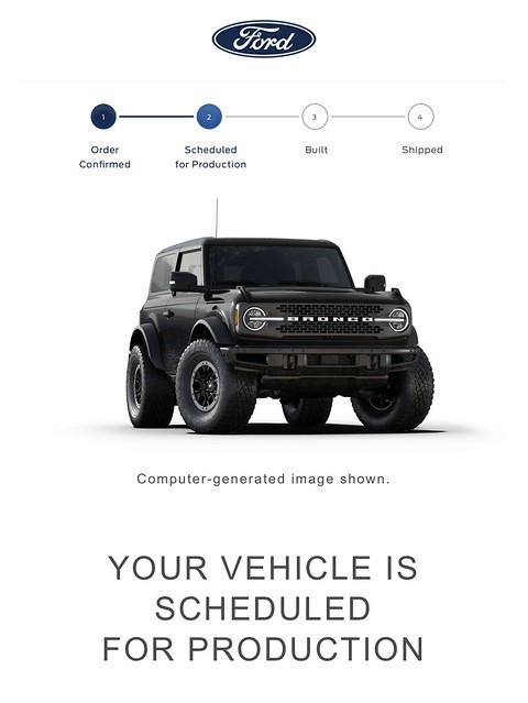 Bronco build: scheduled. Eep!