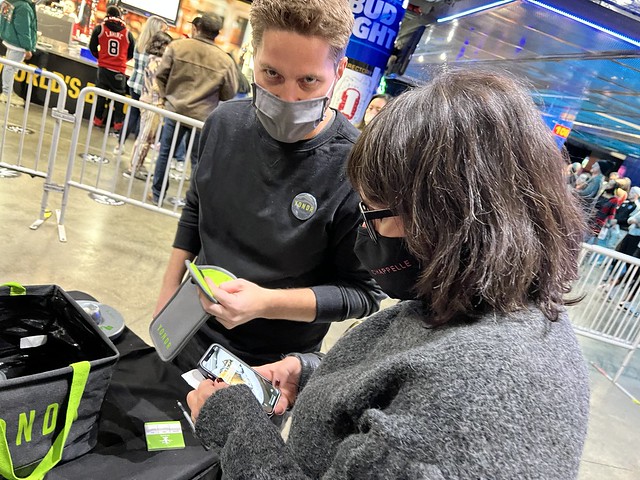 Gettin mean mugged while Kari gets her phone locked up