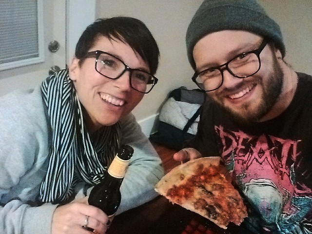 New apartment. No dishes. Eatin pizza.