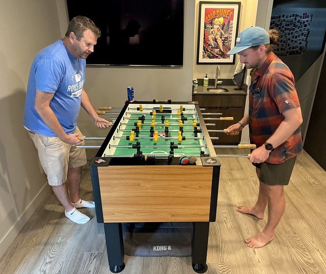 Brunch time foosball with Matt and Dean