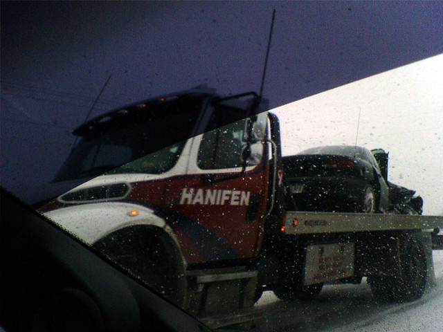 Smashed car by r00's house