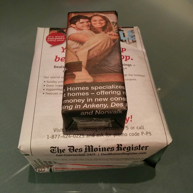 at a white elephant party in chicago. think it's gonna be obvious who bouhht the gifts from iowa?