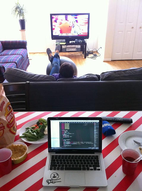 Bloody Mary, hacking, and Iowa Football with wifey.