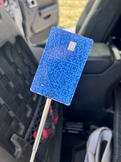 Saved my credit card from inside the e-brake shoe without having to take everything apart!