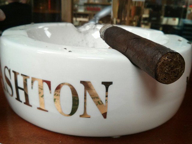 Taking a cigar break at David's. This was a great idea.